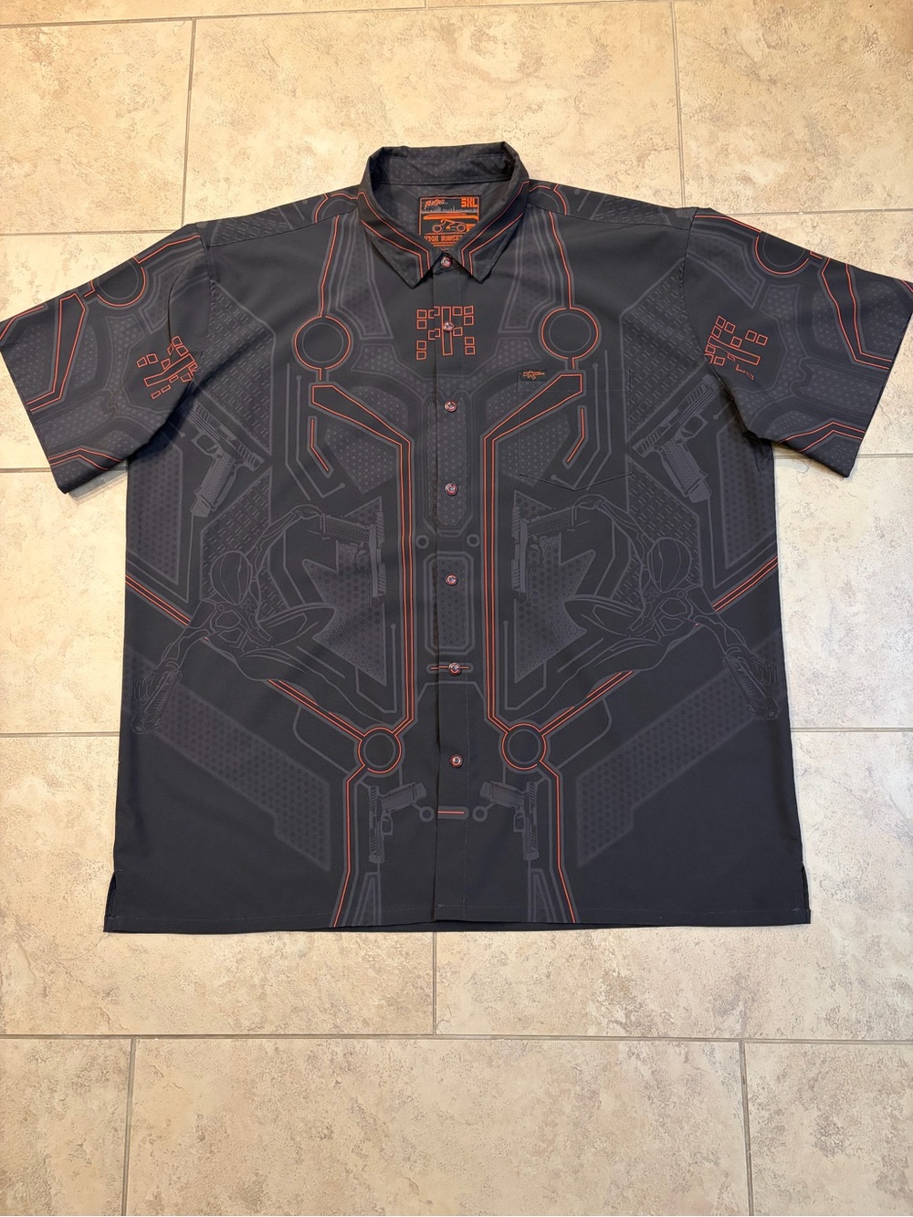 Retro Rifle The Rinzler Shirt Mens 3XL Tron Legacy Cyber Grid Pearl Snap Stretch